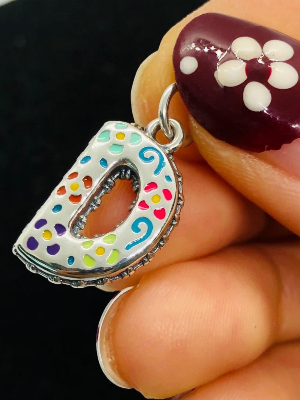 James Avery Enamel Consuela Floral Initial Charm Letter D Dangle Charm